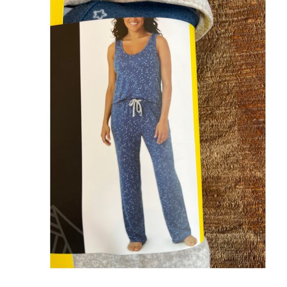 NEW Eddie Bauer 4 Piece Women's Sleep Set Small Tank Tee Shorts Pants Blue Grey - Picture 2 of 4